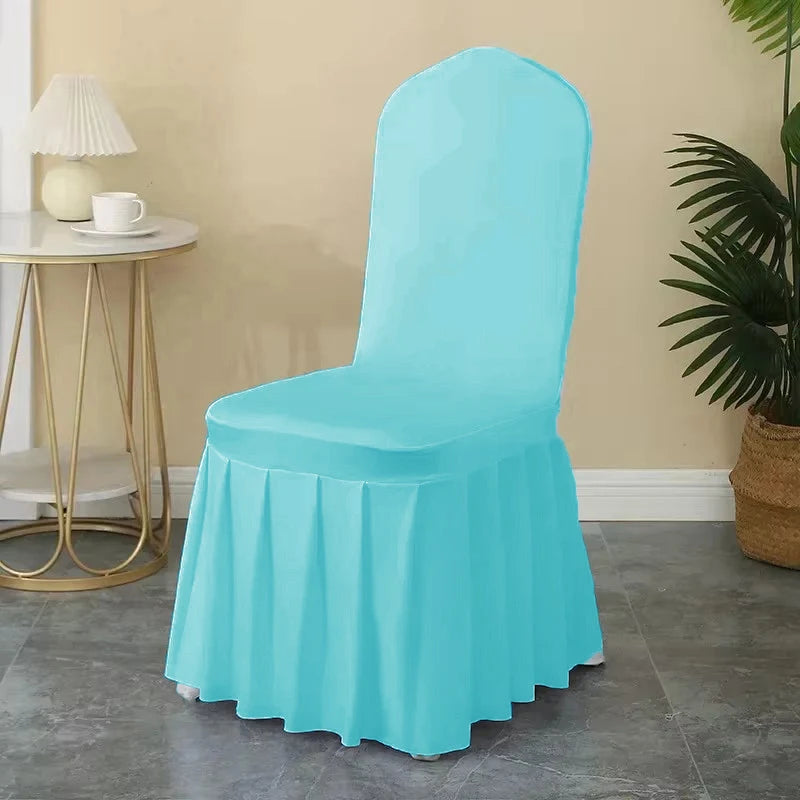 Pleated Skirt Spandex Chair Covers for Weddings Hotels and Banquets