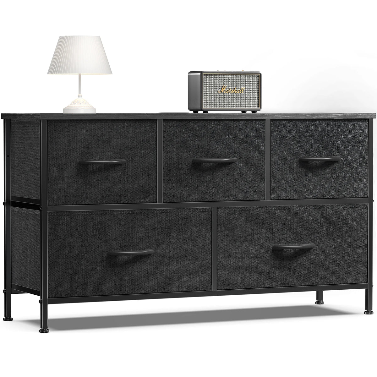 JHK Modern Display Cabinet With Fabric Drawers And Steel Frame