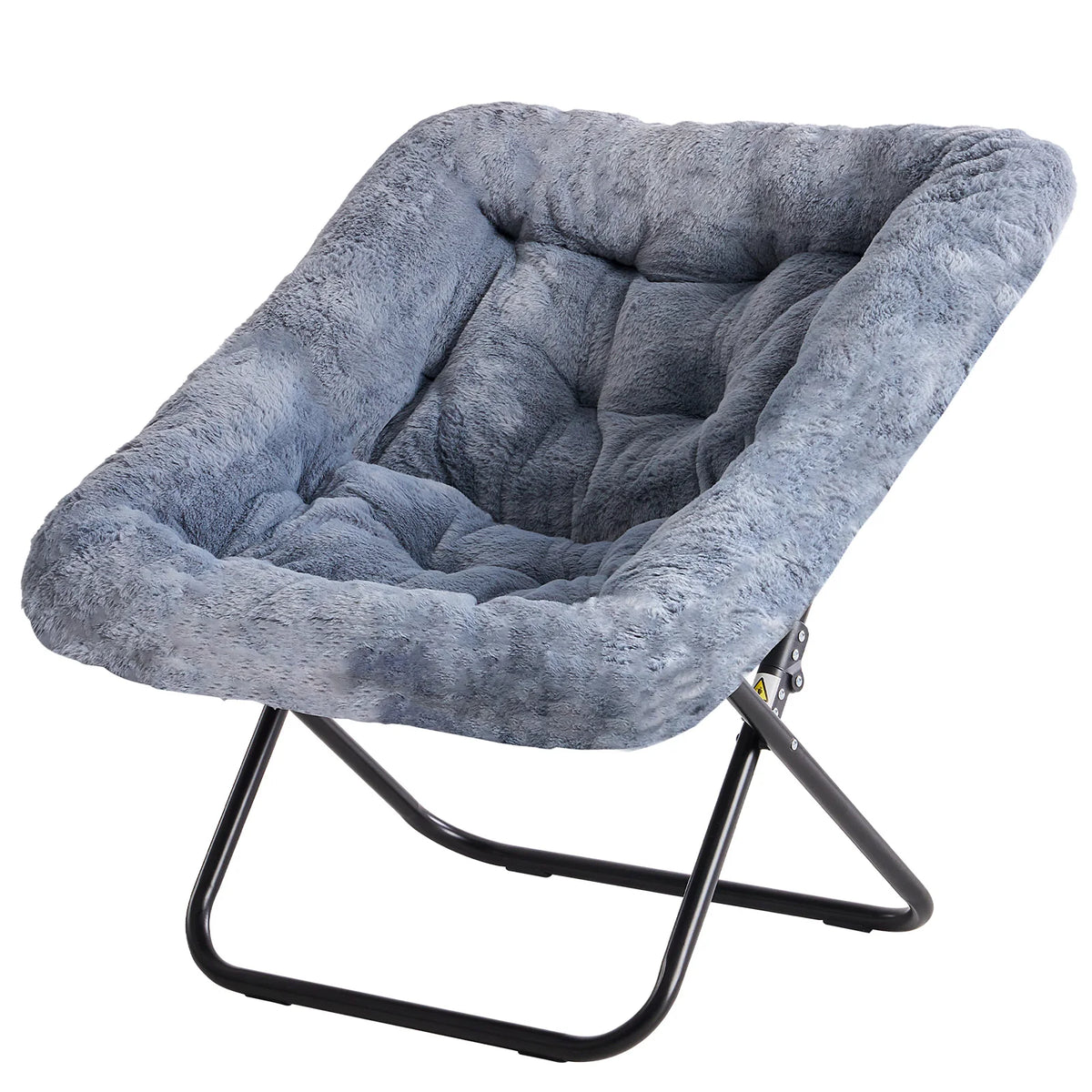 JHK Cozy Faux Fur Folding Saucer Chair With Padded Frame
