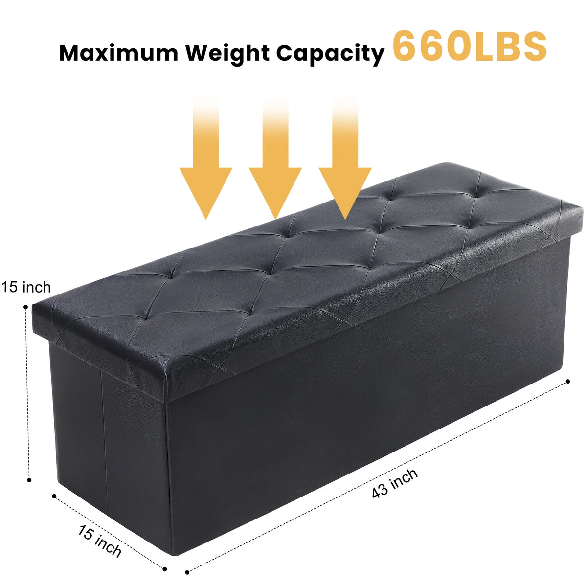 JHK Leather Storage Ottoman Bench With Hidden Toy Box Footrest