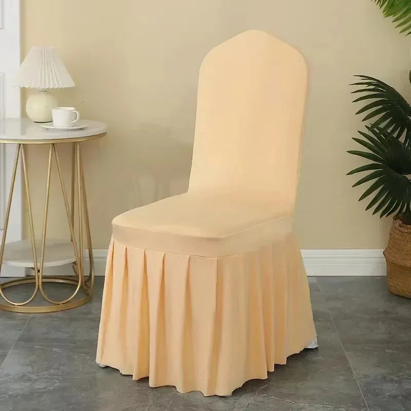 Pleated Skirt Spandex Chair Covers for Weddings Hotels and Banquets