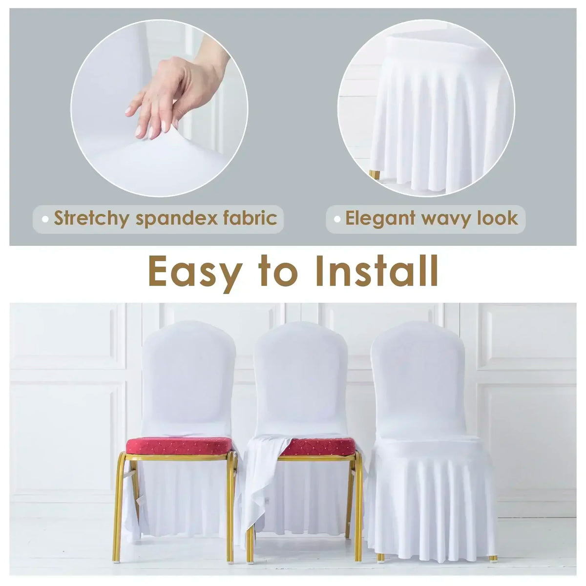 Pleated Skirt Spandex Chair Covers for Weddings Hotels and Banquets