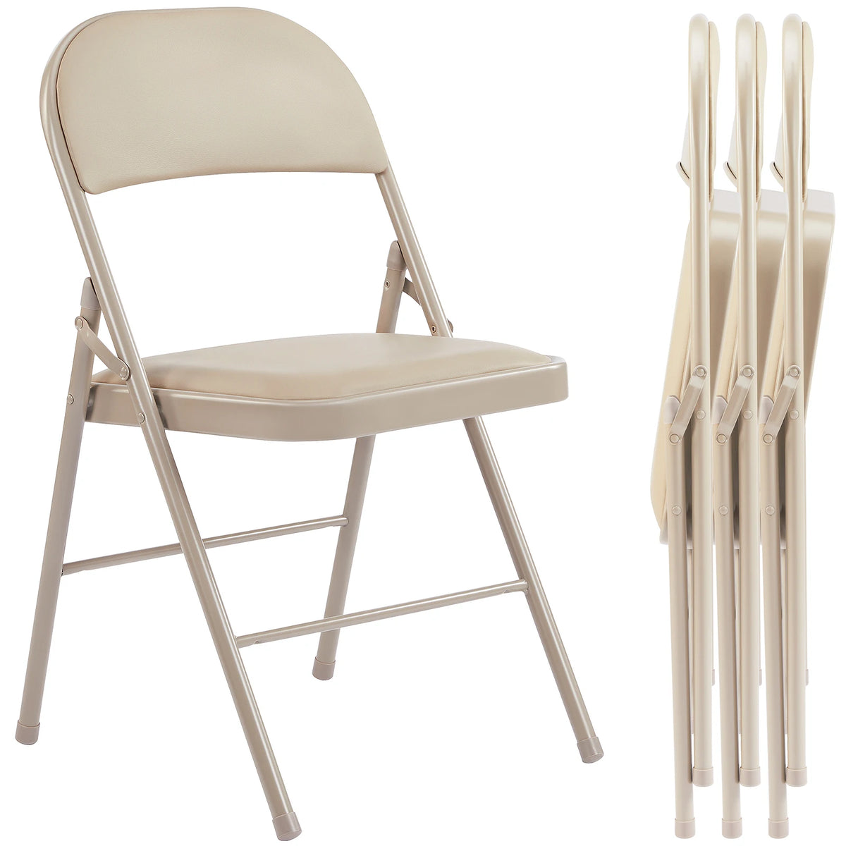 JHK Padded Faux Leather Folding Chairs for Home and Outdoor