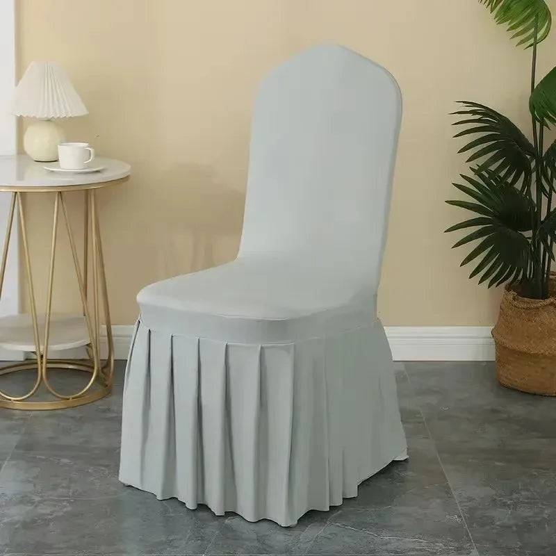 Pleated Skirt Spandex Chair Covers for Weddings Hotels and Banquets
