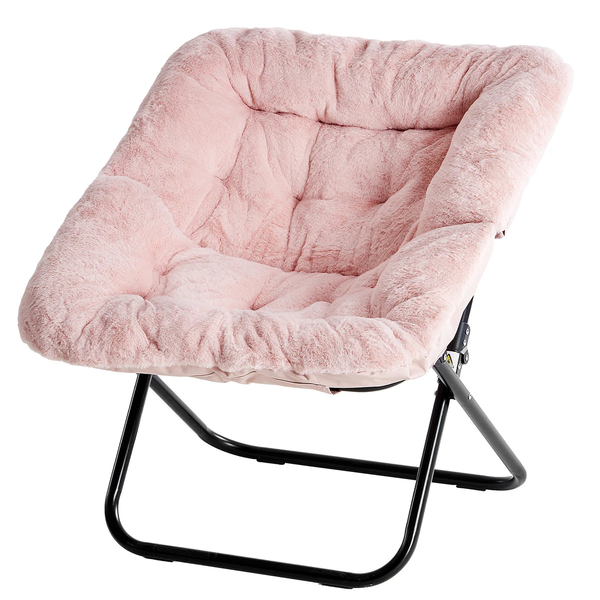 JHK Cozy Faux Fur Folding Saucer Chair With Padded Frame