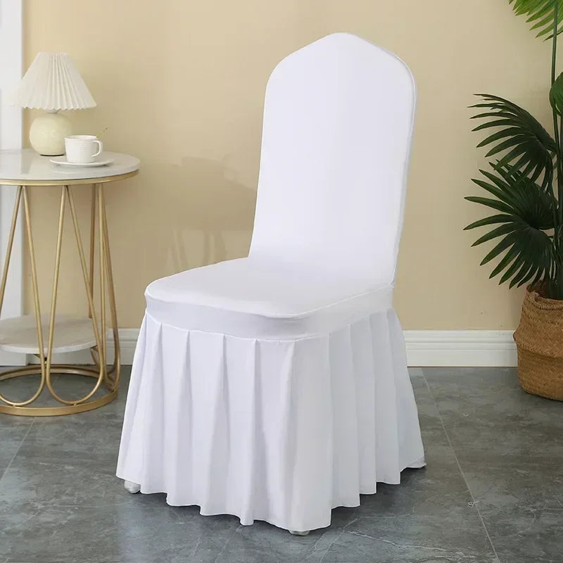 Pleated Skirt Spandex Chair Covers for Weddings Hotels and Banquets