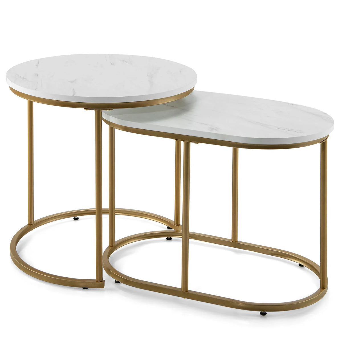 HOMASIS Modern Nesting Marble Coffee Table Set for Living Room