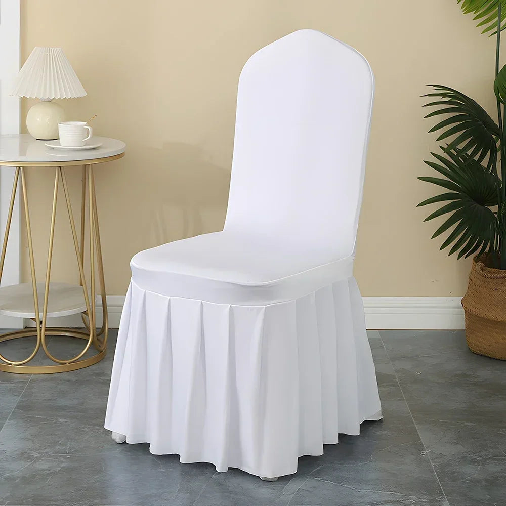 Pleated Skirt Spandex Chair Covers for Weddings Hotels and Banquets