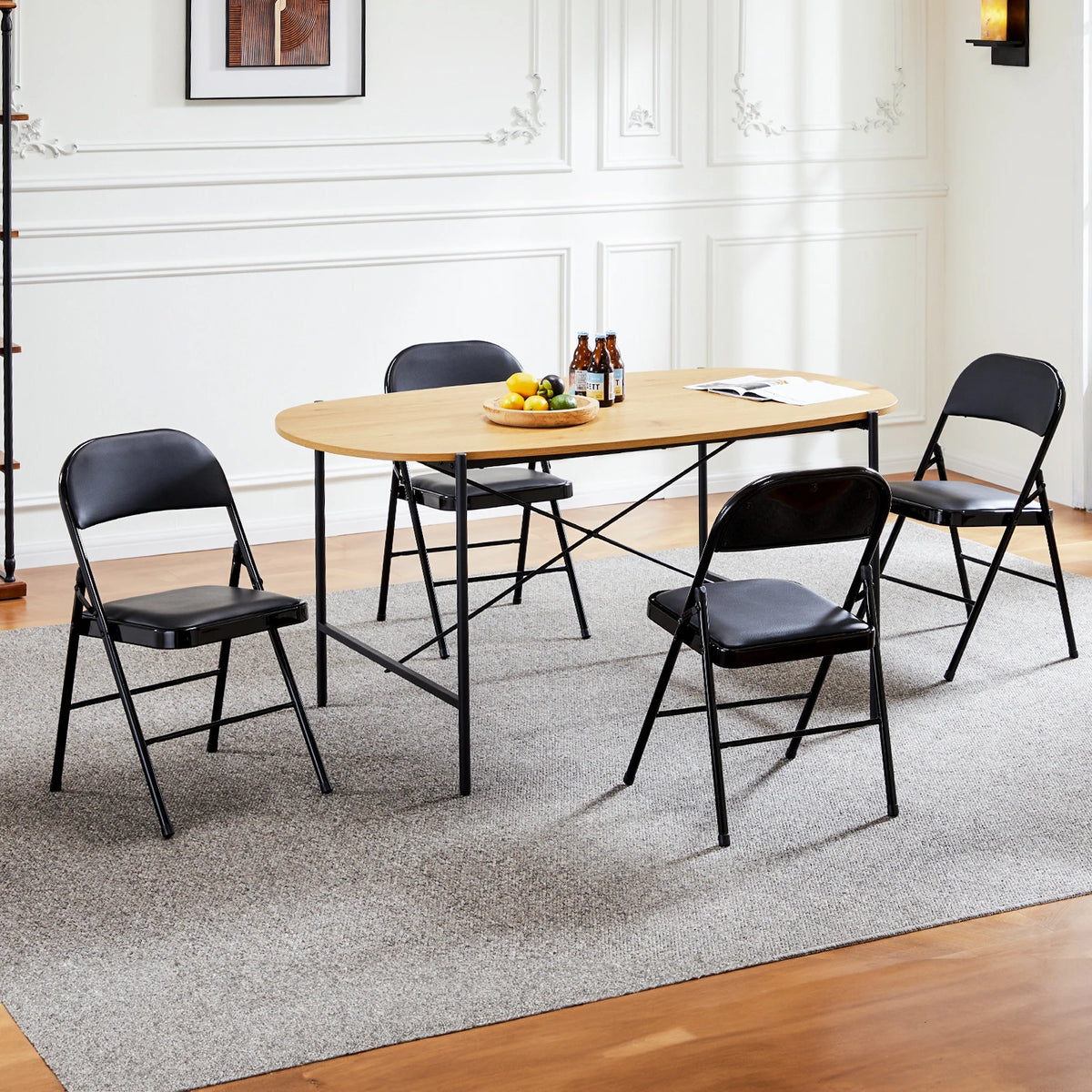 JHK Padded Faux Leather Folding Chairs for Home and Outdoor