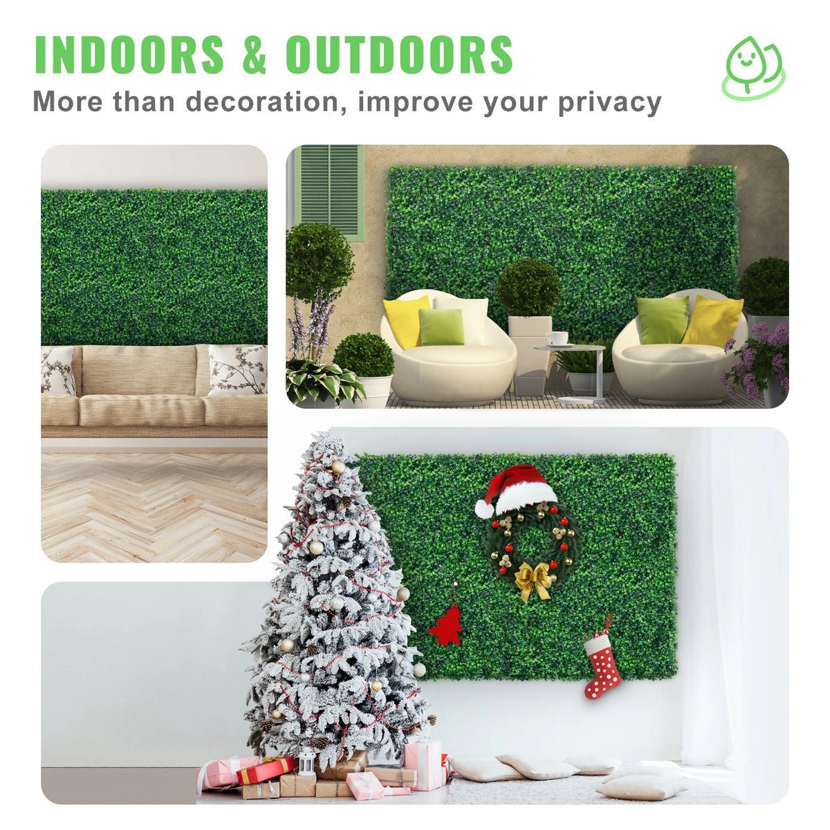 SucceBuy Artificial Boxwood Hedge Wall Panels for Outdoor Decor