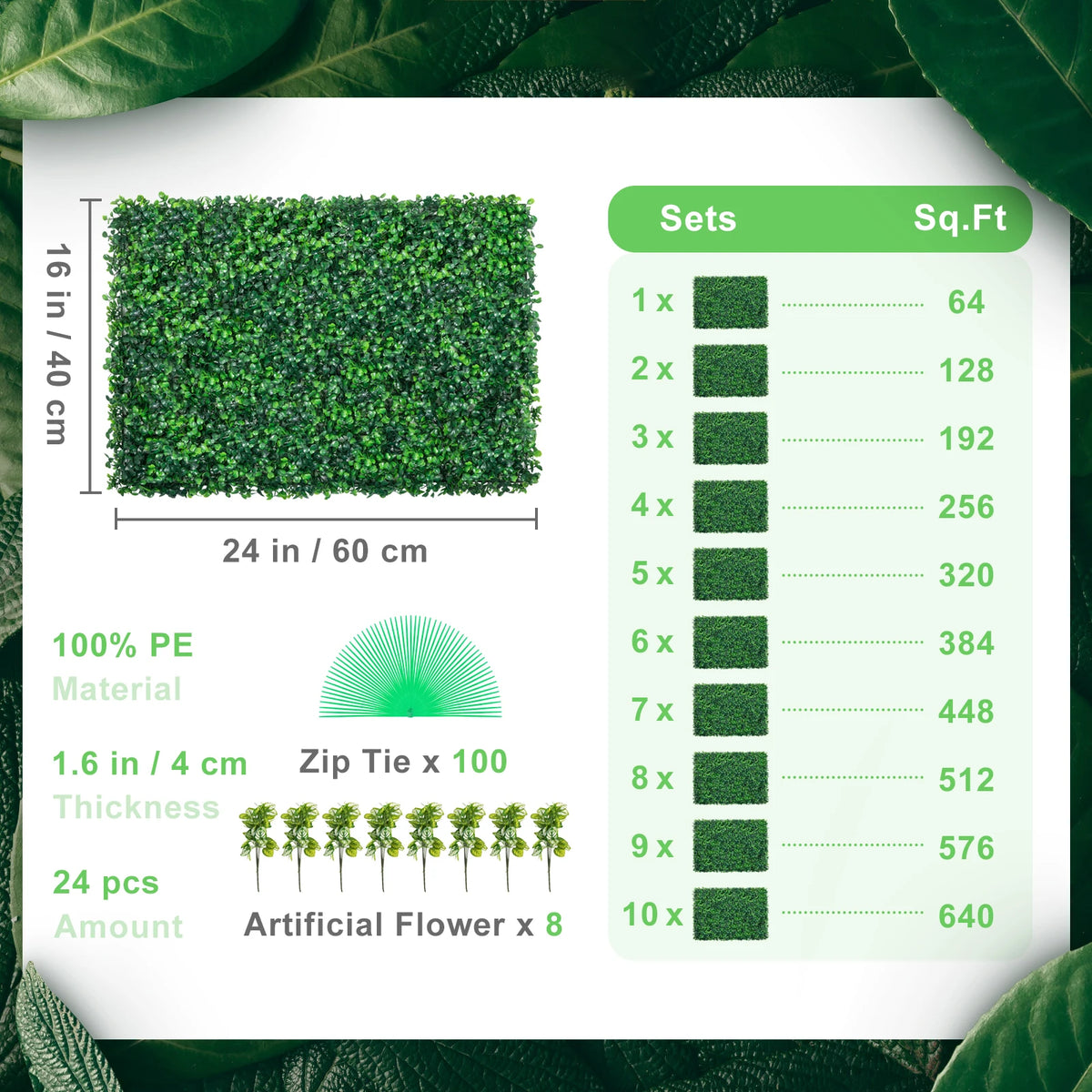 SucceBuy Artificial Boxwood Hedge Wall Panels for Outdoor Decor
