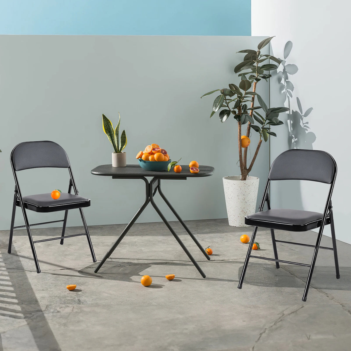 JHK Padded Faux Leather Folding Chairs for Home and Outdoor