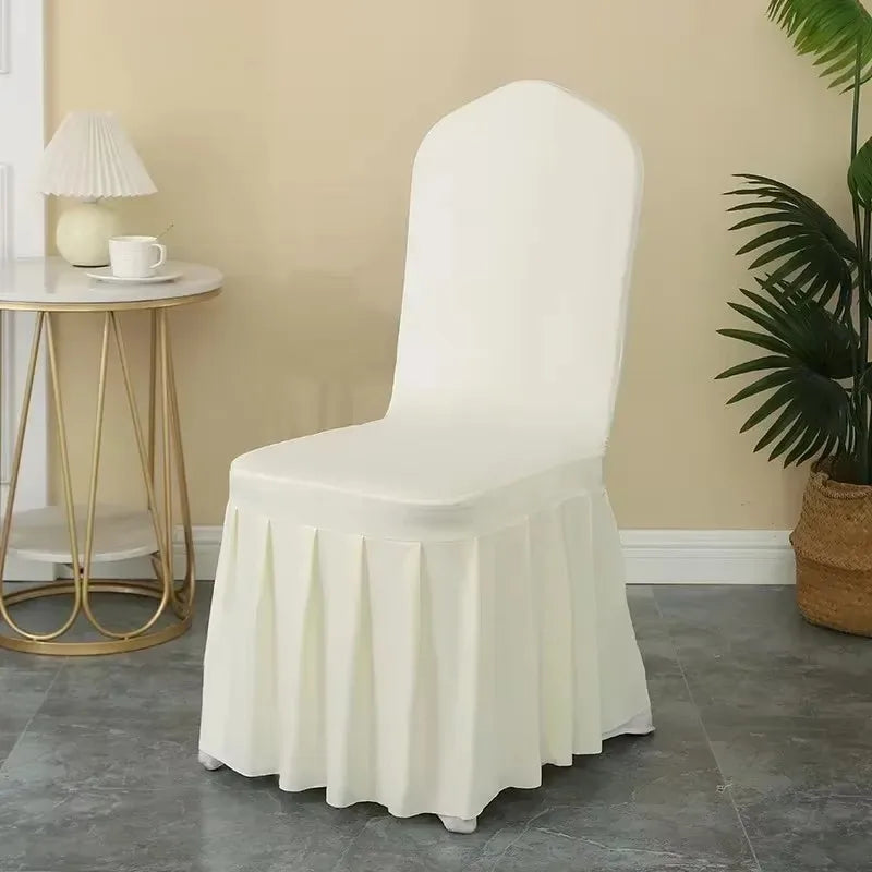 Pleated Skirt Spandex Chair Covers for Weddings Hotels and Banquets