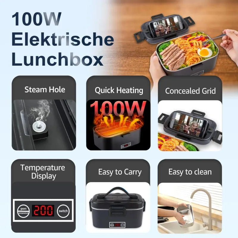 Digital Temperature Control Electric Heated Lunch Box With Food Warmer