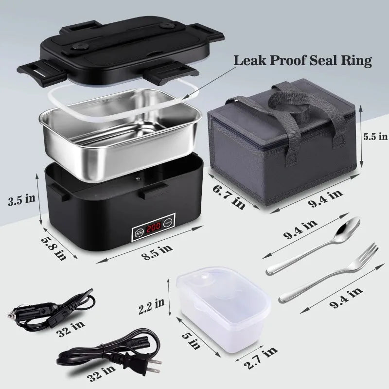 Digital Temperature Control Electric Heated Lunch Box With Food Warmer