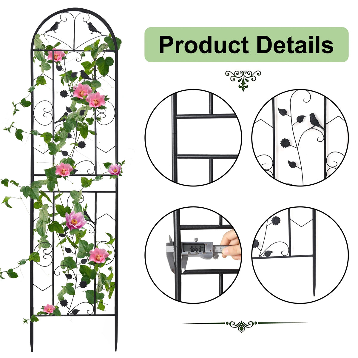 Sturdy Metal Garden Trellis Fence for Climbing Flowers and Vines