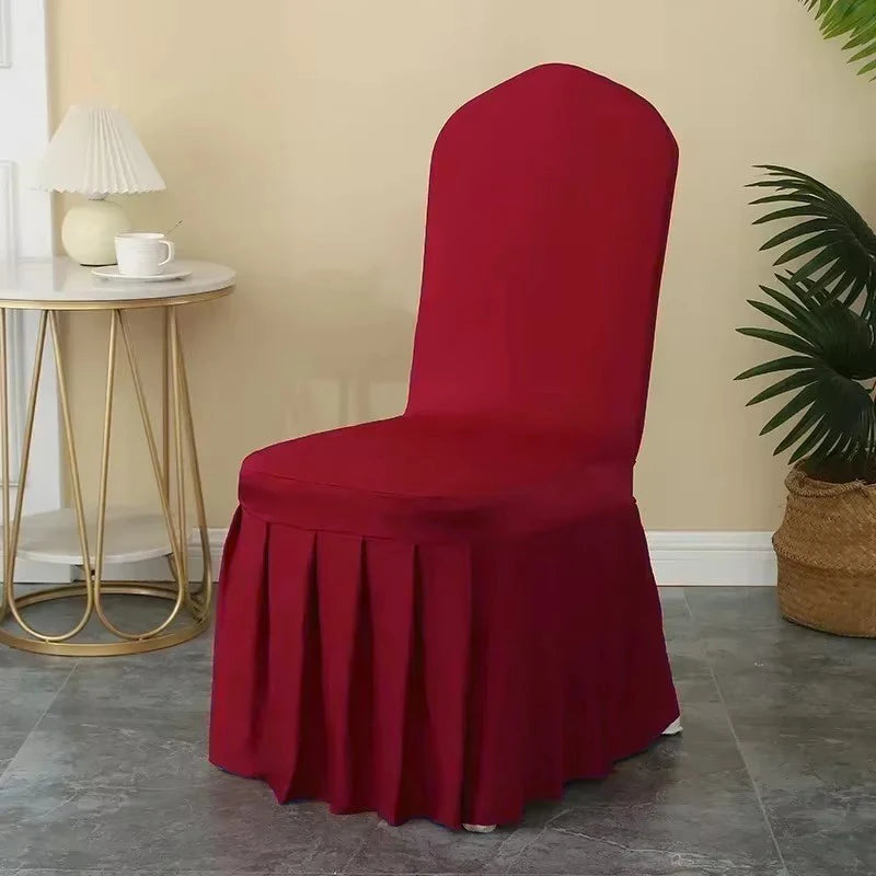 Pleated Skirt Spandex Chair Covers for Weddings Hotels and Banquets