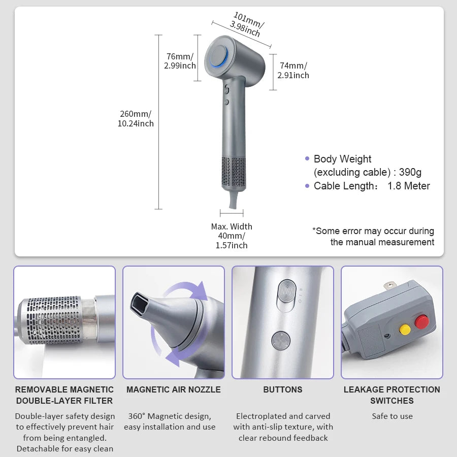 Vancostar Ionic High Speed Hair Dryer With Concentrator Nozzle