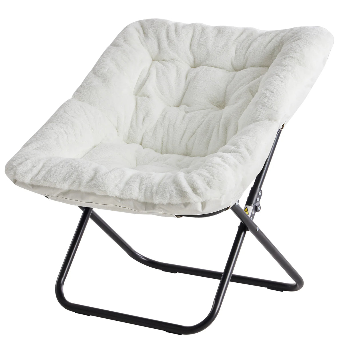 JHK Cozy Faux Fur Folding Saucer Chair With Padded Frame
