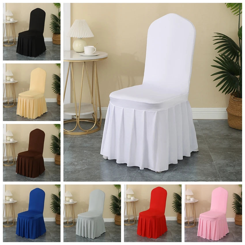 Pleated Skirt Spandex Chair Covers for Weddings Hotels and Banquets