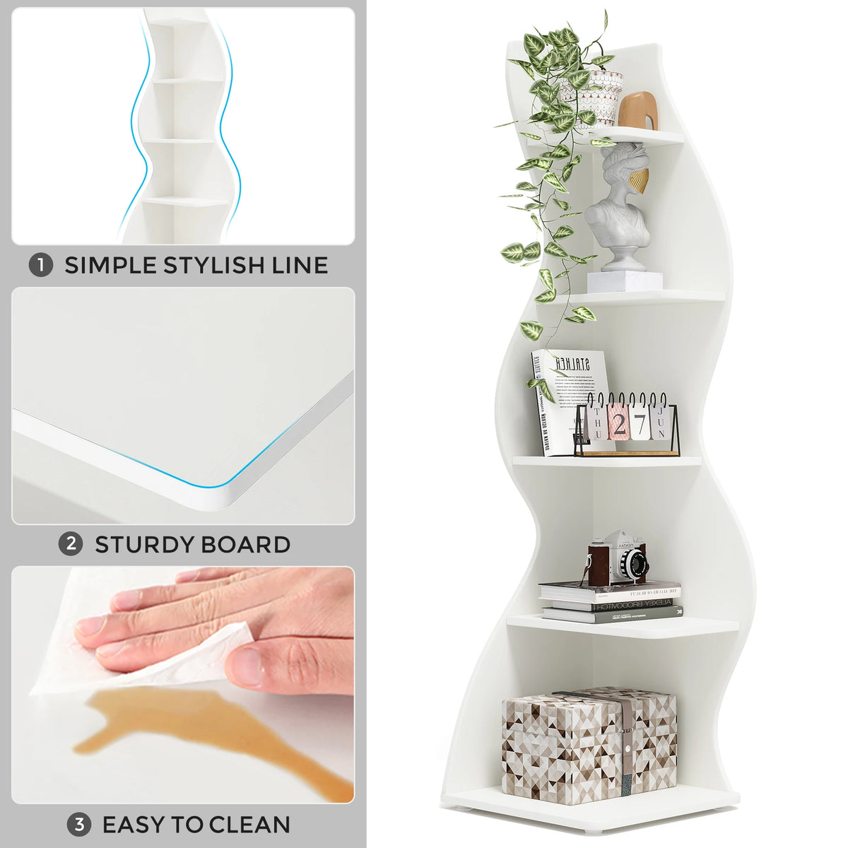 Tribesigns Modern Corner Bookshelf Wall Storage Rack And Plant Stand
