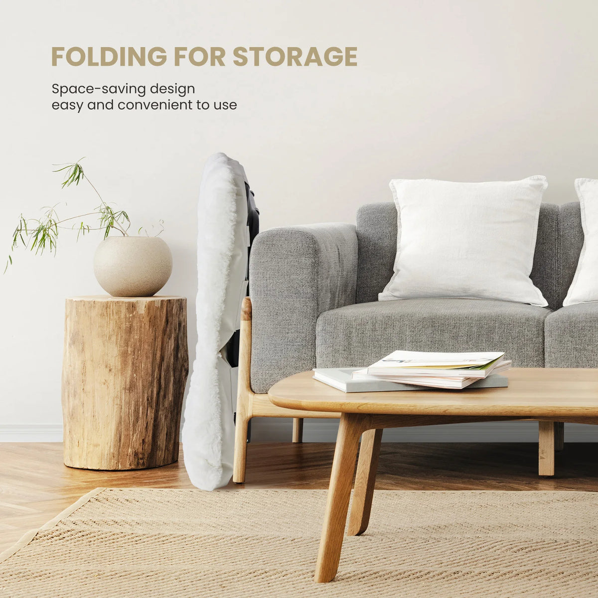 JHK Faux Fur Folding Saucer Chair With Padded Lounge Seat