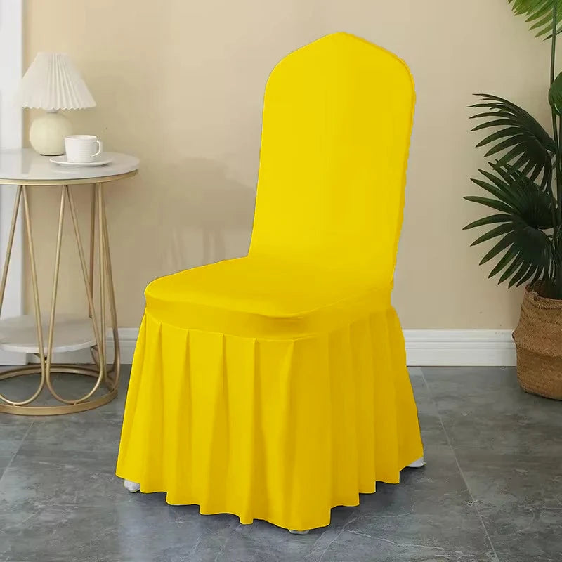Pleated Skirt Spandex Chair Covers for Weddings Hotels and Banquets