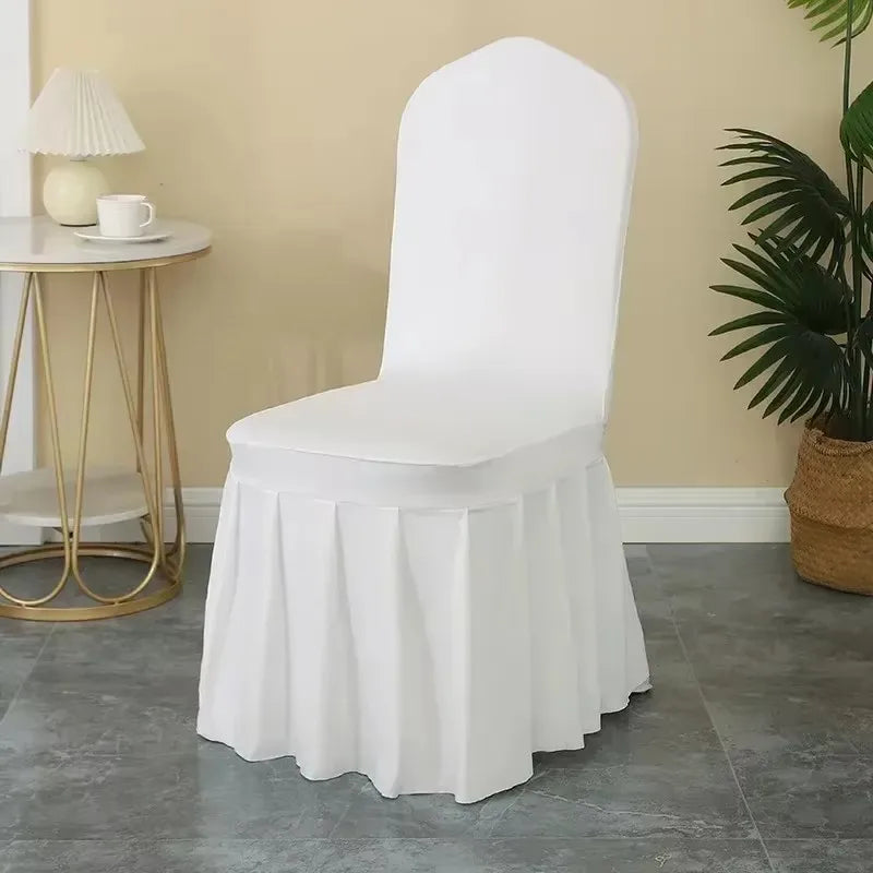 Pleated Skirt Spandex Chair Covers for Weddings Hotels and Banquets