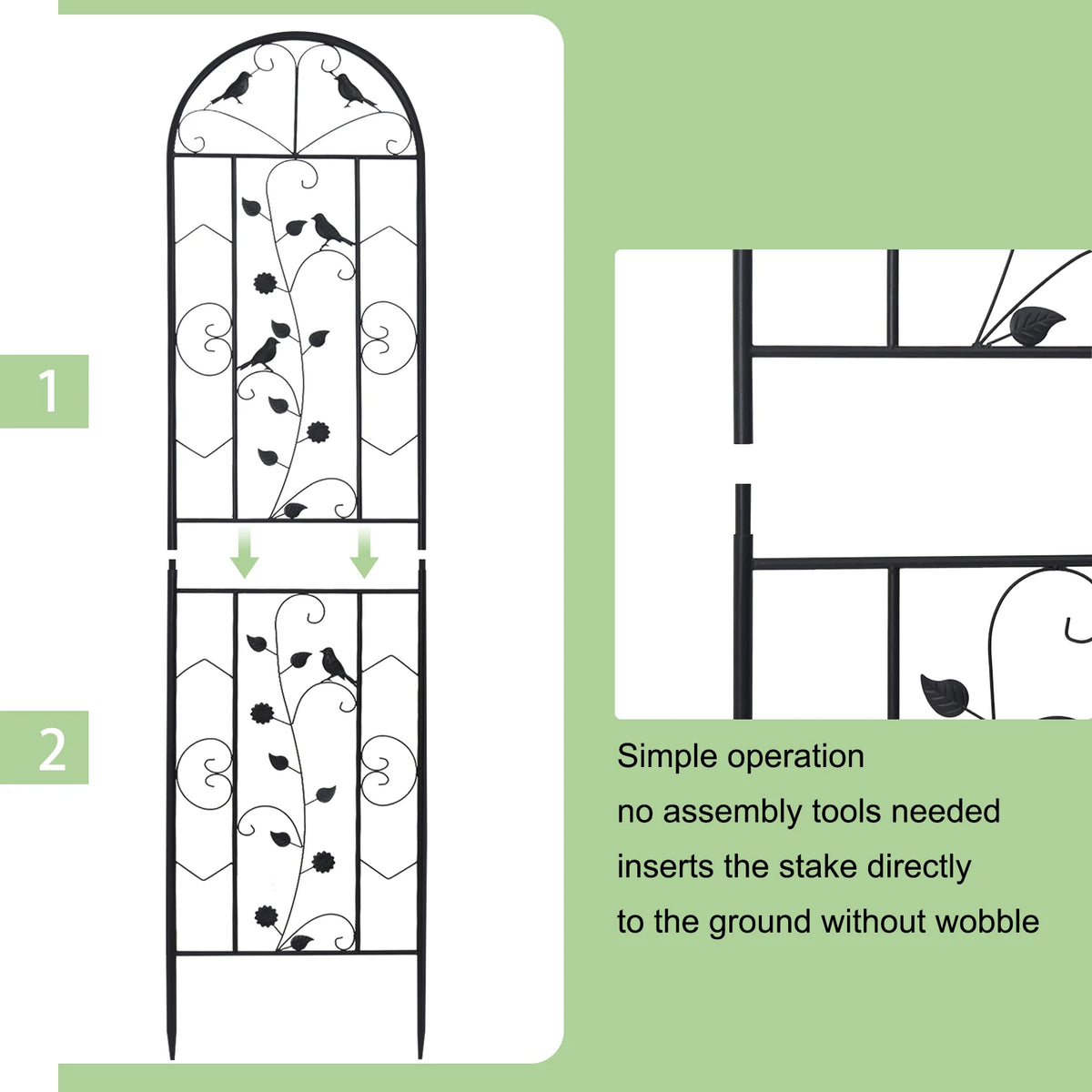 Sturdy Metal Garden Trellis Fence for Climbing Flowers and Vines