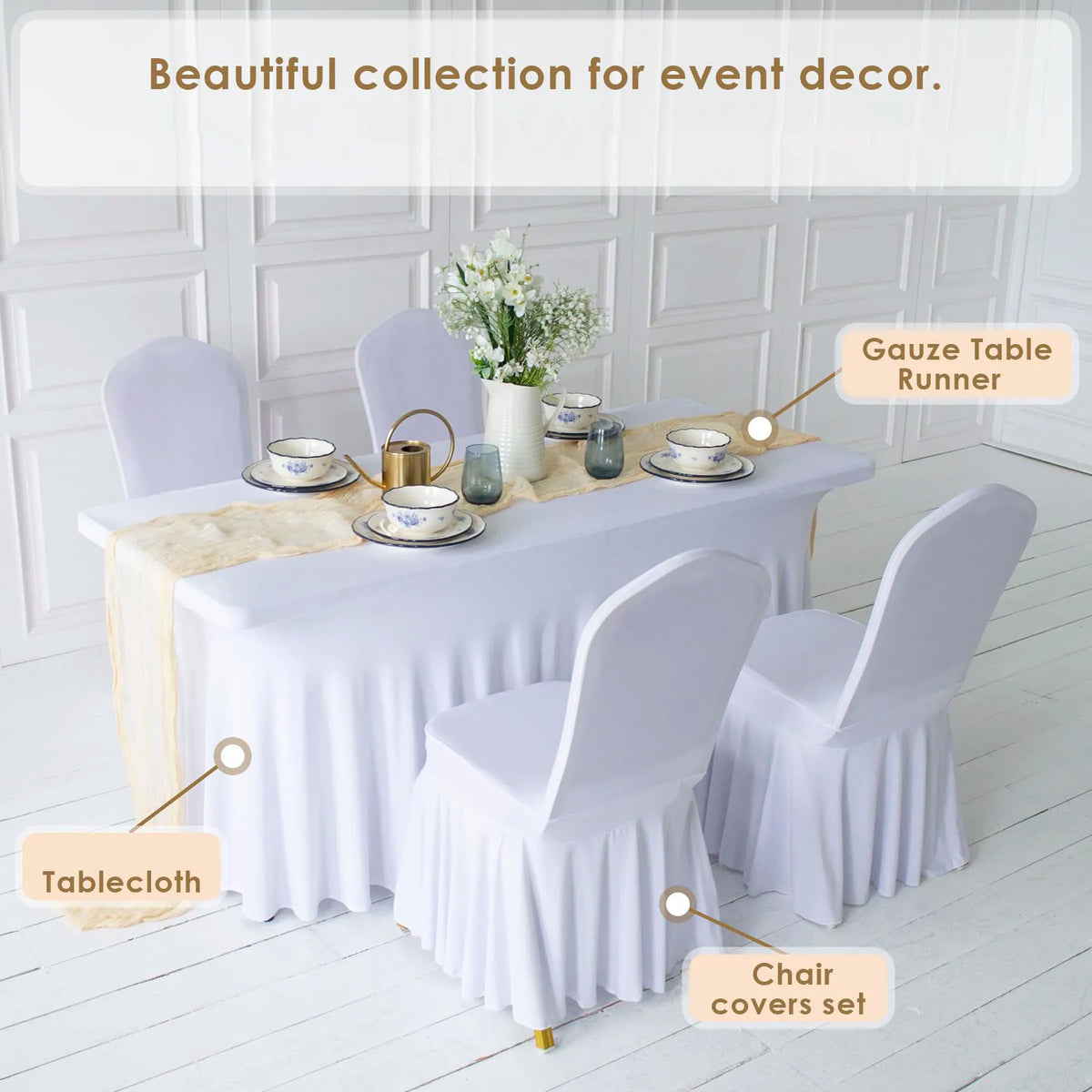 Pleated Skirt Spandex Chair Covers for Weddings Hotels and Banquets