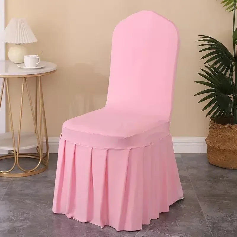 Pleated Skirt Spandex Chair Covers for Weddings Hotels and Banquets